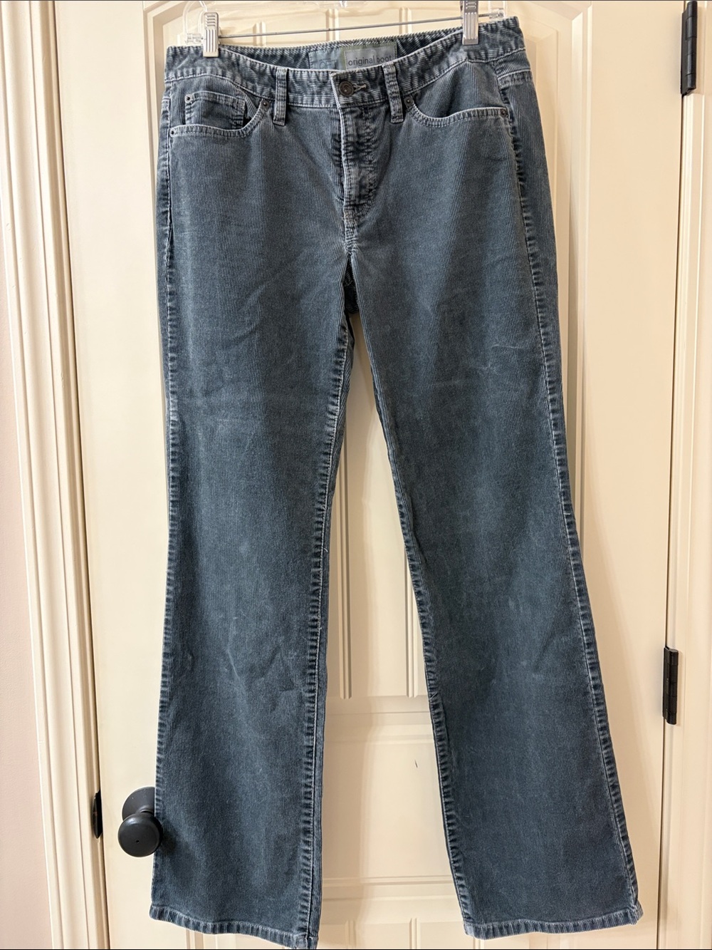 Classic Straight-Leg Loft Charcoal Corduroy Pants, Size 6